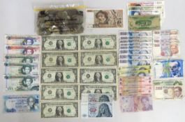 A collection of foreign tourist change & a selecti