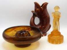 A 1930's art deco glass figurative flower frog, a