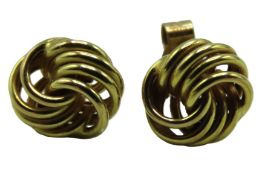 A 9ct gold pair of earrings, one lacking back, 7mm