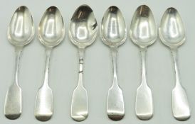 A set of six early 1838 Victorian Exeter silver te