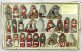 A boxed vintage wooden Christmas decoration pack,