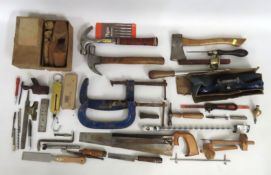 A mixed lot of tools including Brades axe no. 309,