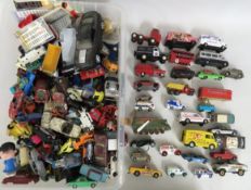 A quantity of play worn diecast vehicles, mostly a