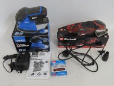 A boxed Draper tri-base sander twinned with a Cinh