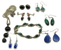 A selection of silver & white metal mounted jewell