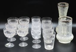 A selection of antique drinking glasses with hobna