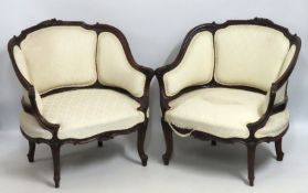 A pair of Louis XV style Edwardian French boudoir