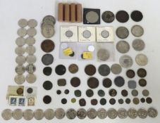 A collection of various coins & medallions includi