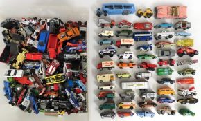 A quantity of play worn diecast vehicles, mostly M