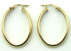 A pair of 9ct gold hoop earrings, 30mm drop, 1.4g