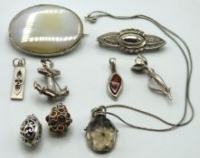 A selection of silver & white metal items includin