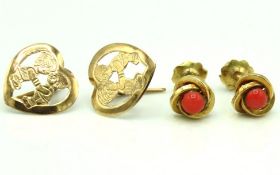 A pair of heart shaped friendship earrings, 10mm w