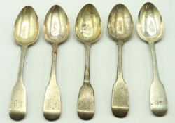 A set of five 1829 George IV Exeter silver teaspoo