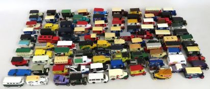 A quantity of play worn diecast vehicles, mostly L