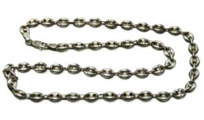A silver mariner link chain, some tarnishing, 400m