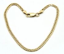 A 9ct gold curb link bracelet, fault to two links,