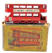 A Lesney Y-3 diecast model of a tram with 