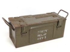 A military steel munitions box, 482mm wide x 203mm