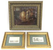 A 19thC. gilt framed interior continental oil on c