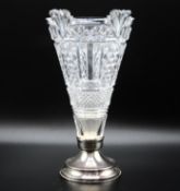 An art deco period cut glass style vase with 1932