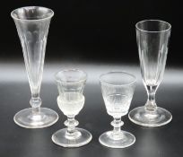 Four 19thC. drinking glasses including two champag