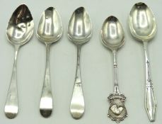 Three mid 18thC. Georgian London silver teaspoons