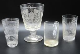 Two commemorative beakers, Victoria 1897 & an 1893