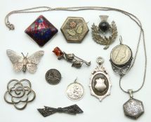A selection of silver & white metal necklace inclu