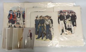A selection of prints depicting US naval uniform (