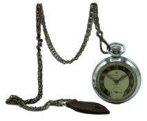 An Ingersol Triumph pocket watch with steel chain