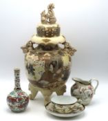 A Japanese lidded Satsuma vase with figurative dec