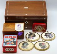 A mother of pearl inlaid mahogany box, 305mm wide