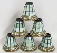 A set of six Tiffany style glass lampshades, 135mm