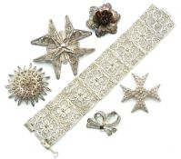 A selection of silver & white metal filigree work