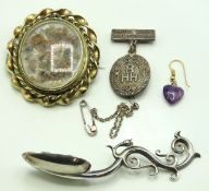 A Victorian memorial brooch twinned with an ornate