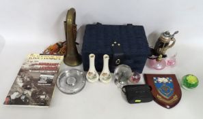 An aluminium ashtray made from the engine of a Rol