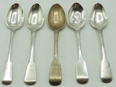 Five 1832 William IV Exeter silver teaspoons by Wi