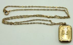 A 9ct gold chain, 450mm long, 1.1g, with a 9ct bac