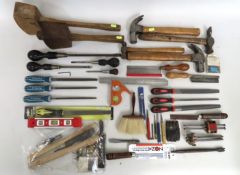 A selection of various tools including two mallets
