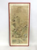 An antique Chinese painting on silk with script to