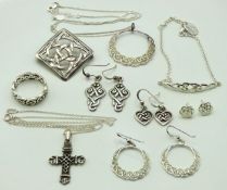 A quantity of silver & white metal Celtic themed j