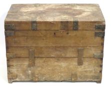 An antique iron bound camphor chest, 813mm wide x