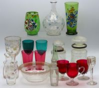 A collection of antique & 19thC. glass wares inclu