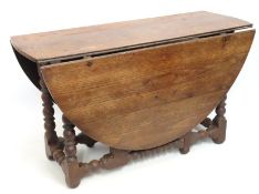 A 17th/18thC. oak drop leaf table, open measuremen
