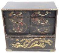 A Meiji period Japanese lacquer table cabinet or k