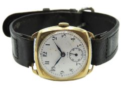 A 9ct gold cased wrist watch, case 27mm wide