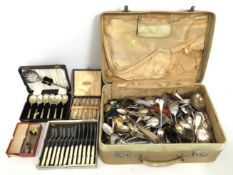 A selection of mostly silver plated cutlery, plate
