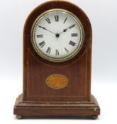 An Edwardian mahogany mantle clock, faint crack to