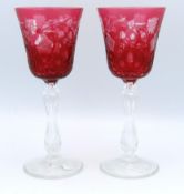 A pair of fine French St. Louis crystal cranberry