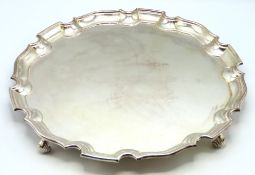 An antique silver plated footed salver, 361mm diam